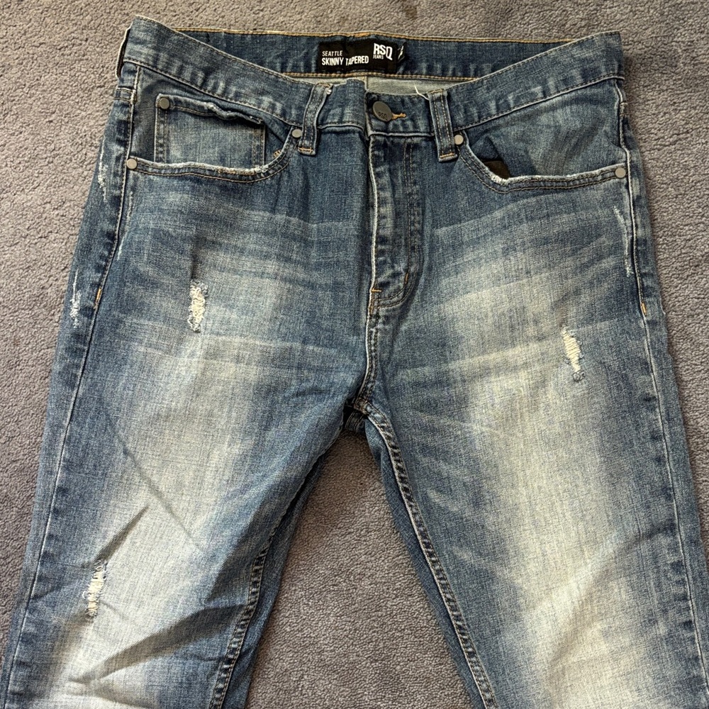 RSQ Men's Distressed Blue Skinny Jeans